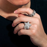 Silver and Moissanite Star Ring